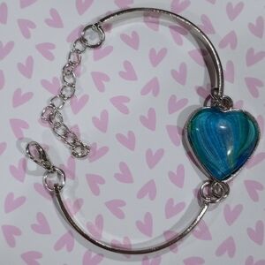 Blue adjustable heart bracelet